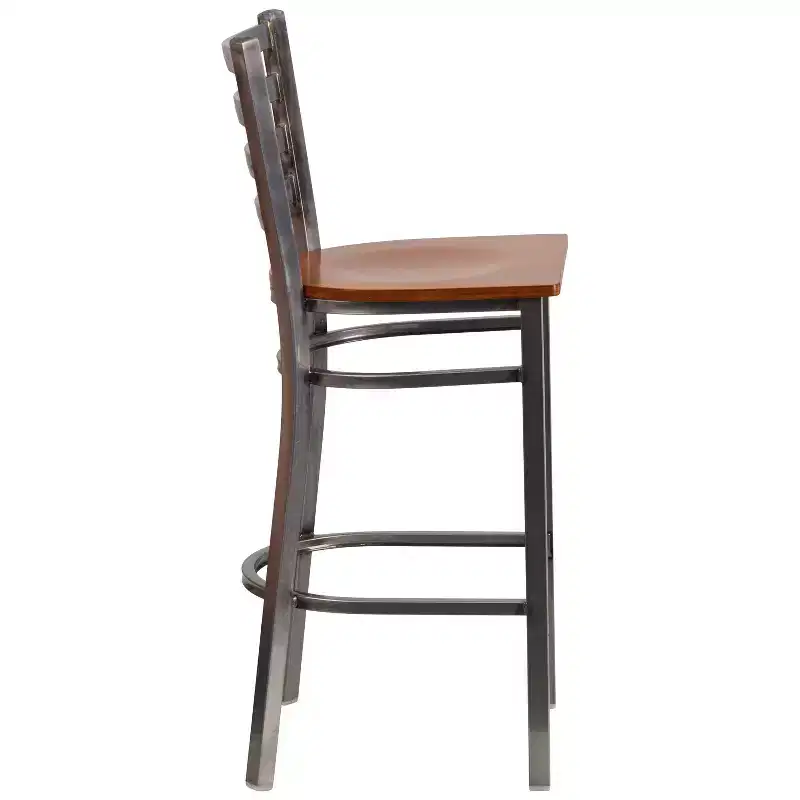 2 Pack Clear Coated Ladder Back Metal Restaurant Barstool