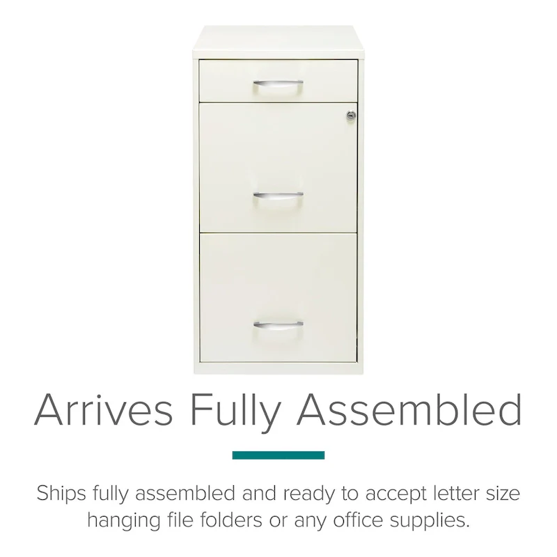 Off-White Steel File Cabinet, 3-Drawer, Single-User