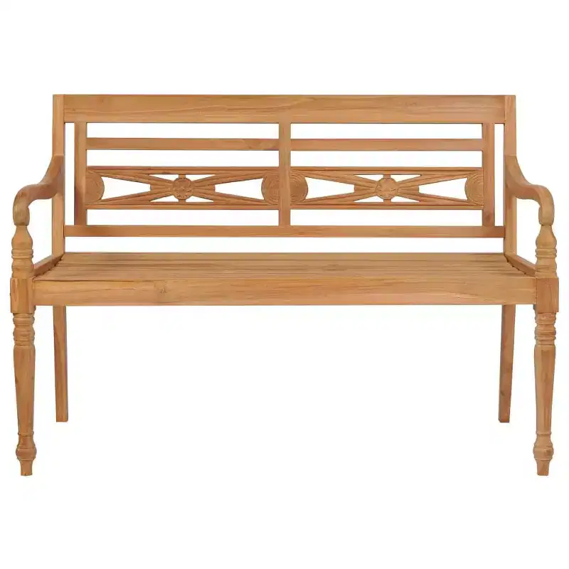 vidaXL Batavia Bench Garden Bench Patio Loveseat with Cushion Solid Wood Teak