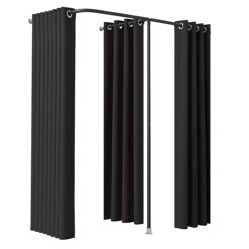 VEVOR Fitting Room, Portable Changing Room with Thick Polyester Curtains, Double Dressing Rooms with Partition Curtains, 79 x 39 x 79 in, Black