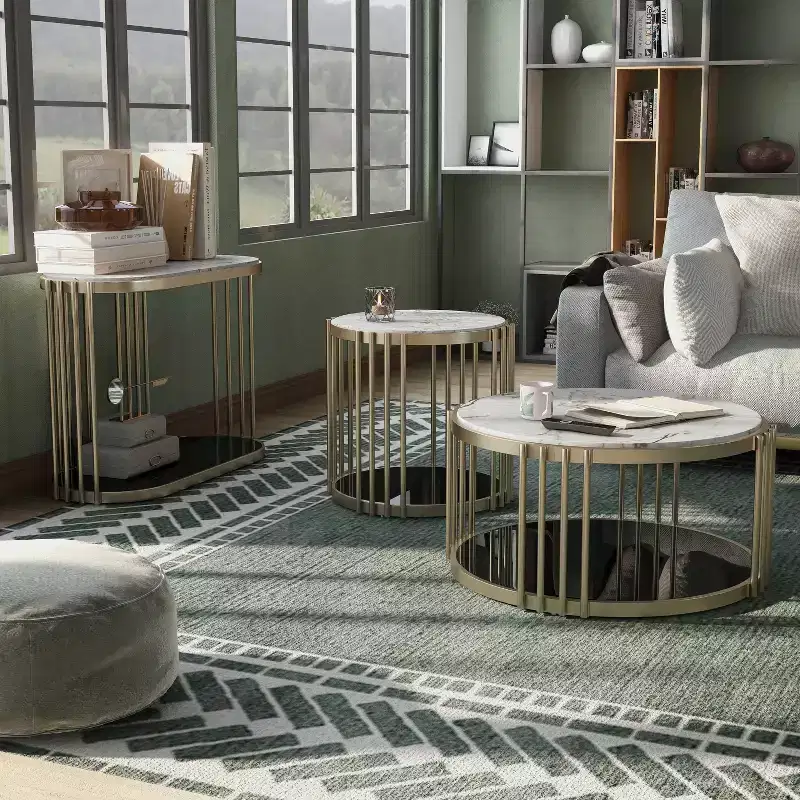 3pc Solstice Glam Living Room Set Antique Brass - HOMES: Inside + Out