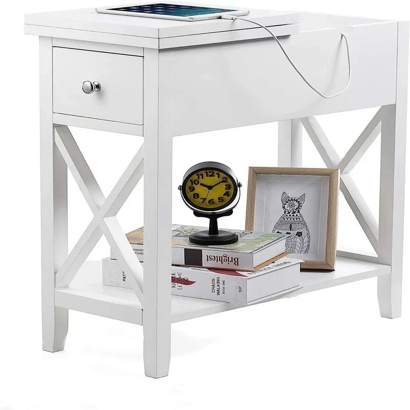 Material Flip Top Narrow End Table - 11  D x 23.5  W x 24  H
