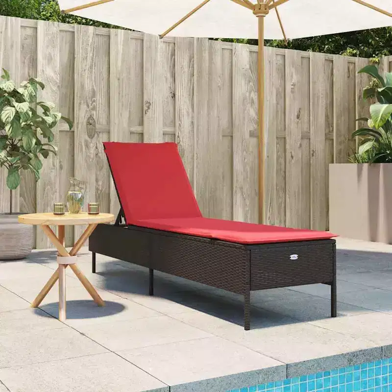 vidaXL Patio Sun Lounger PE rattan Standard Height-Adjustable