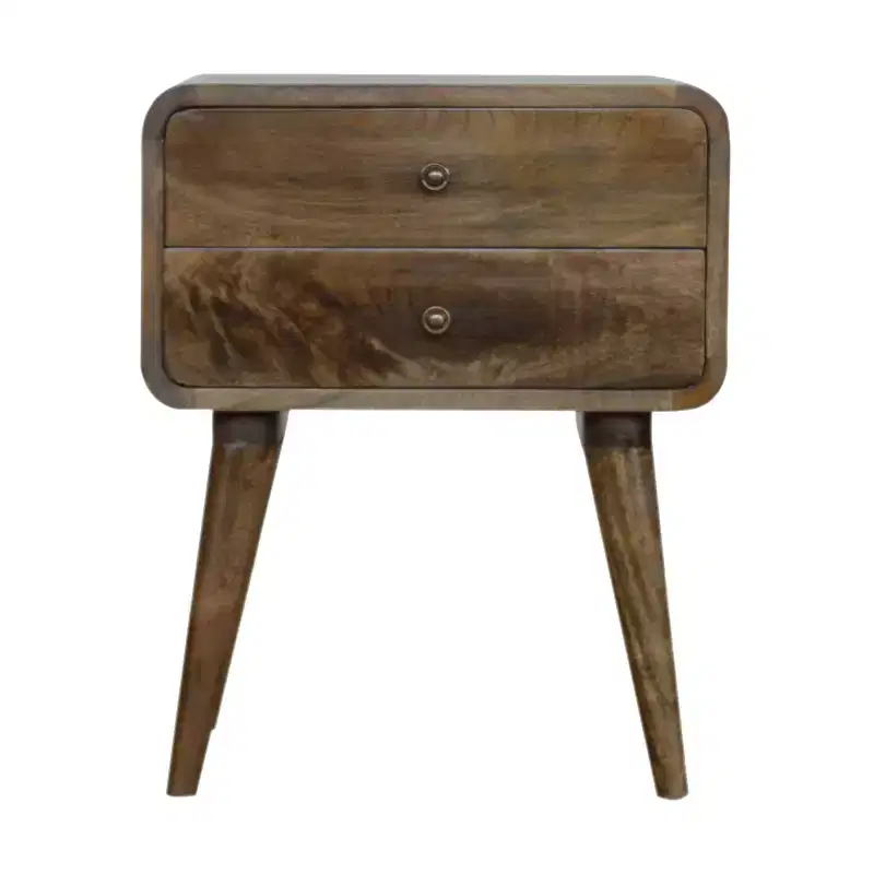 HomeRoots 22 Natural Solid Wood Distressed Two Drawer Nightstand