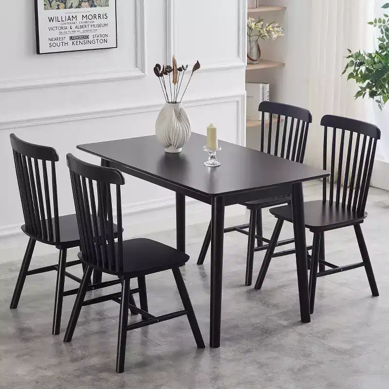 Set of 4 Farmhouse Solid Wood Dining Chairs with High Backrest, Vintage Side Chairs for Kitchen, Dining Room, or Living Room-Panipeachy