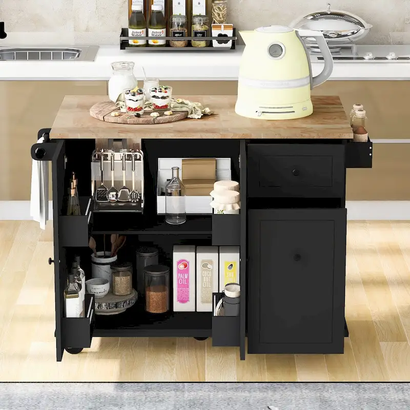 53.9 Kitchen Island Cart with Drop Leaf on Wheels