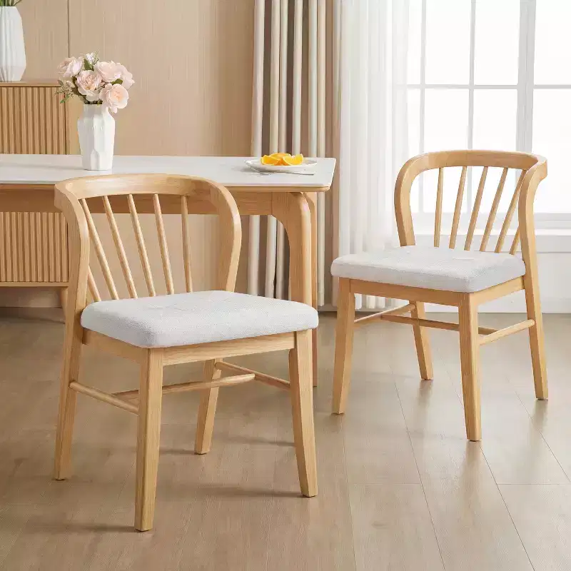 Christopher Knight Home Preston Mid-Century Modern Rubber Wood Armless Dining Chair with Upholstered Seat and Windsor Back