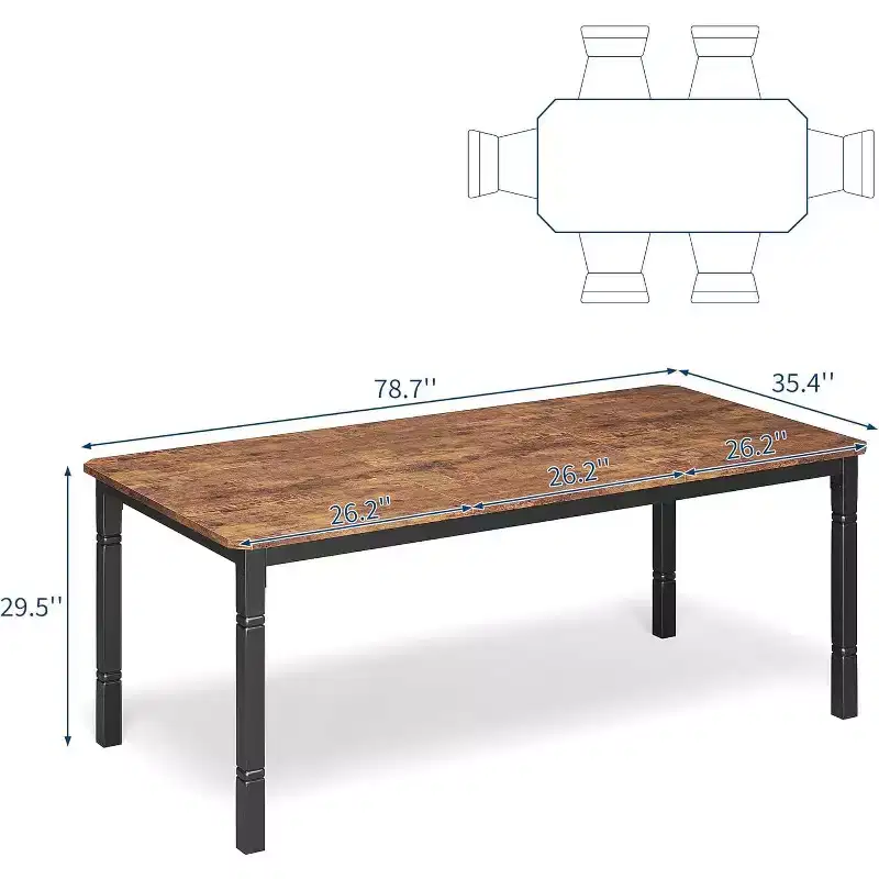 Farmhouse Dining Table for 6-8 People Rustic Industrial Kitchen Table,No chairs