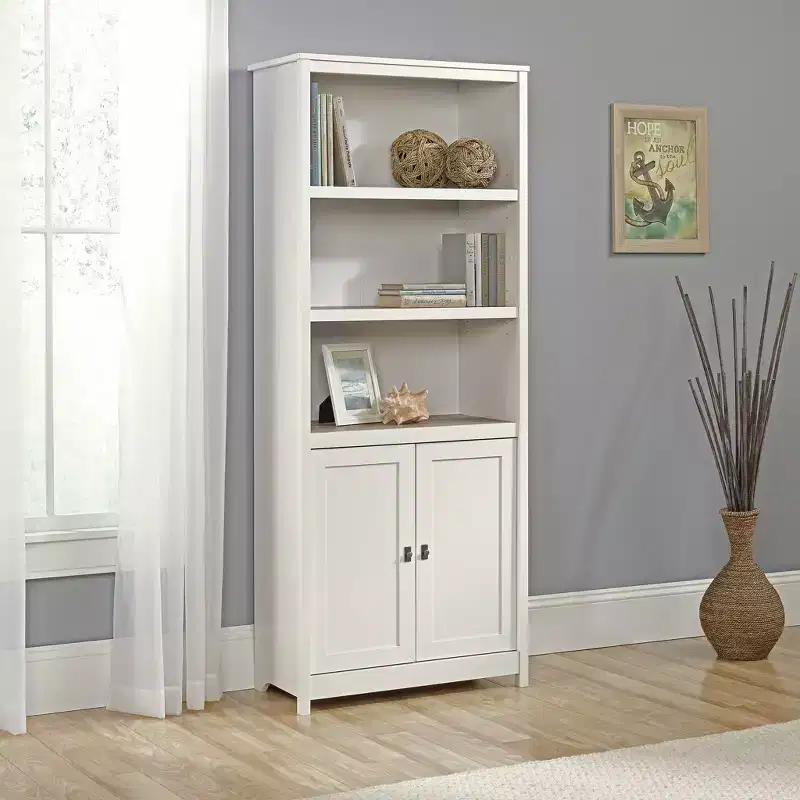 71" Cottage Road Library with Doors Soft White