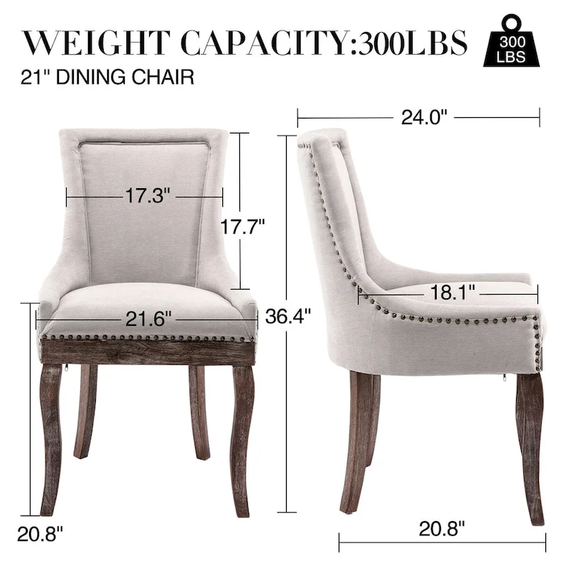Traditional Tufted Ultra Upholstered Wingback Dining Chair Set of 4