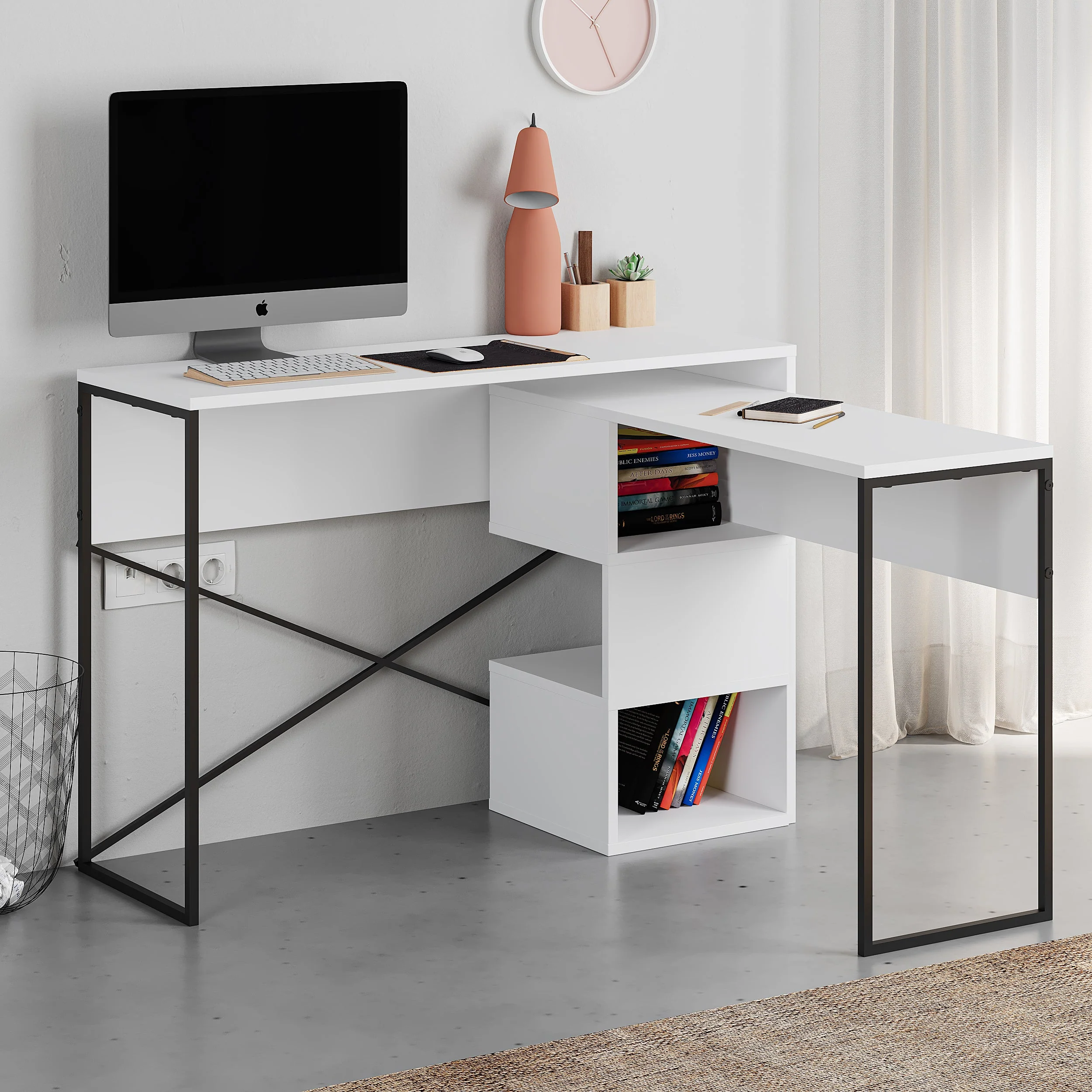 Badau Multi Purpose Working Table – Modern 2-in-1 Desk with Storage for Home Office or Study