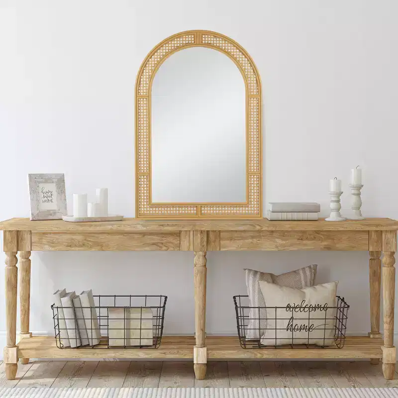 Northlight 36 Arched Lattice Weaved Decorative Wall Mirror