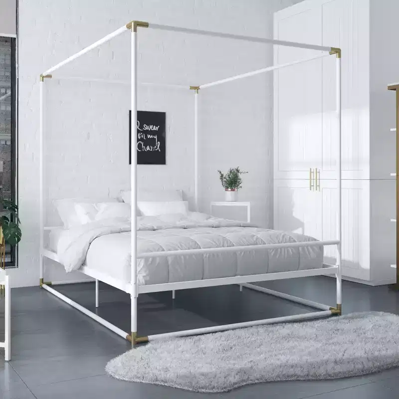 Canopy Metal Bed | Matte Gold | 500 lb | 11