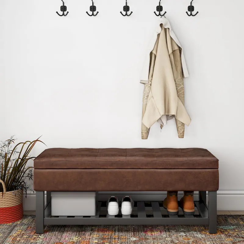WYNDENHALL Essex 44 inch Wide Transitional Rectangle Ottoman Bench