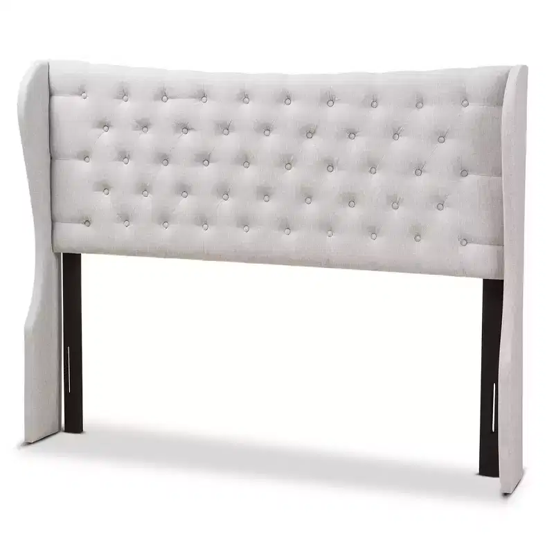Cadence Modern and Contemporary Fabric Button Tufted Winged Headboard Gray - Baxton Studio