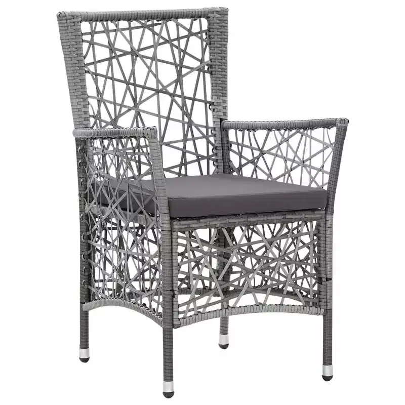 vidaXL Dining Set PE rattan, Steel, Tempered Glass Large