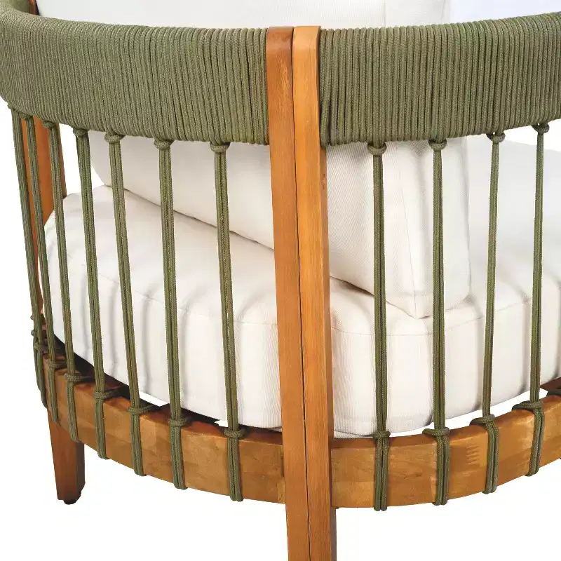 Christopher Knight Home Clifton Patio Rustic Acacia and Rope Upholstered Club Chair with Curved Back