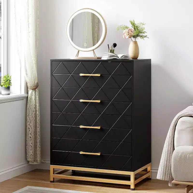 Acekool 4 Drawer Dresser, Tall Chest for Bedroom & Closet, Soft-Close Glides, Modern Storage Organizer with Metal Handles