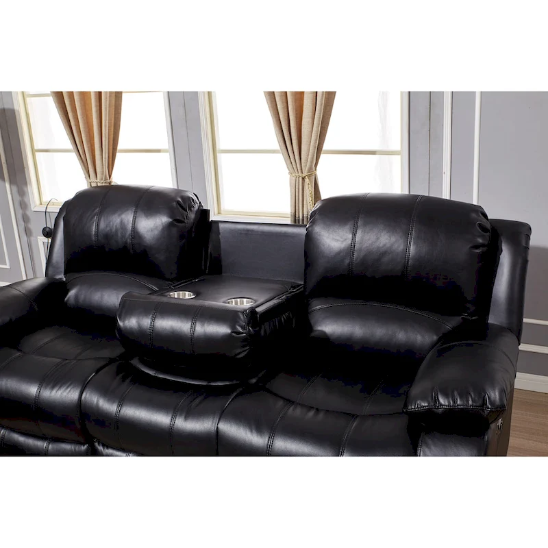 Betsy Furniture Bonded Leather Power Rclining 3-seat Sofa Couch 8018