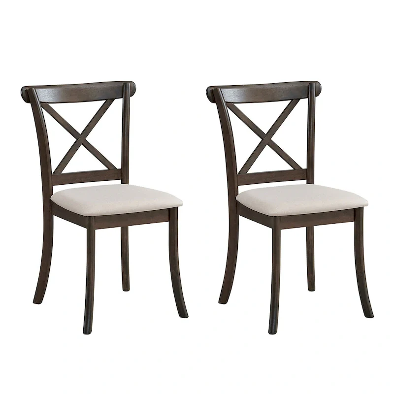 Wooden X Back Dining Chairs (2 Pcs)