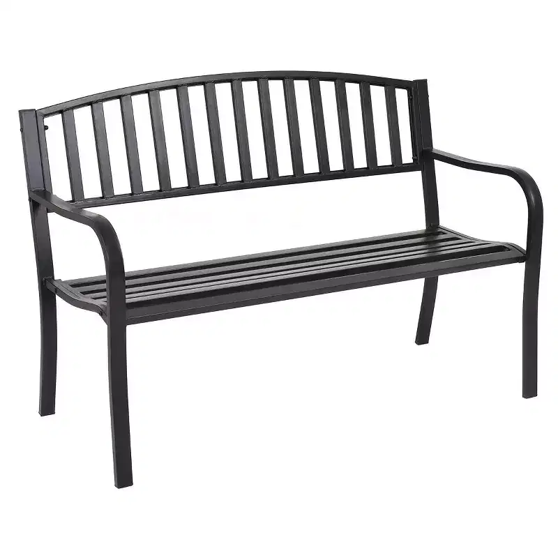 Costway 50'' Patio Garden Bench Park Yard Outdoor Furniture Steel Slats Porch Chair Seat