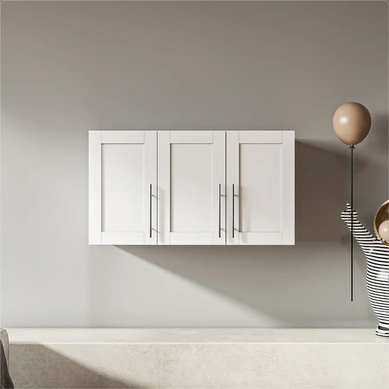 Stackable Wood Wall Mounted Storage Cabinet,White