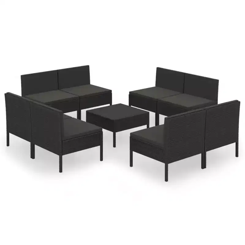 vidaXL Garden Lounge Set Black PE rattan Modular Garden Lounge Set