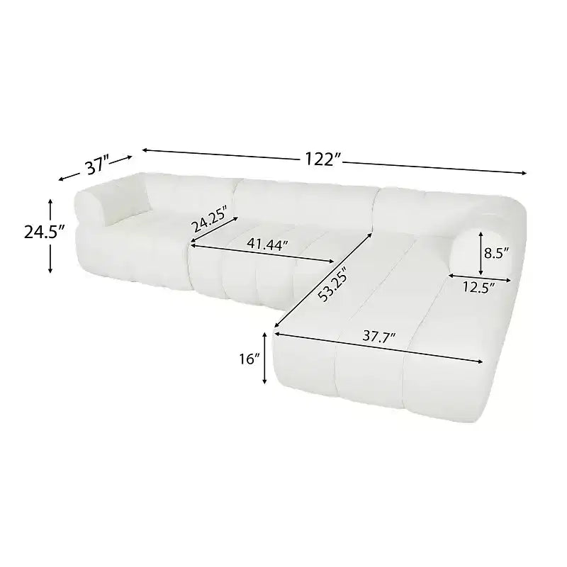 MAYEERTY 122-Inch L-Shaped Sectional Sofa, 2-Piece Fully Assembled, Right-Hand Chaise, High-Density Sponge