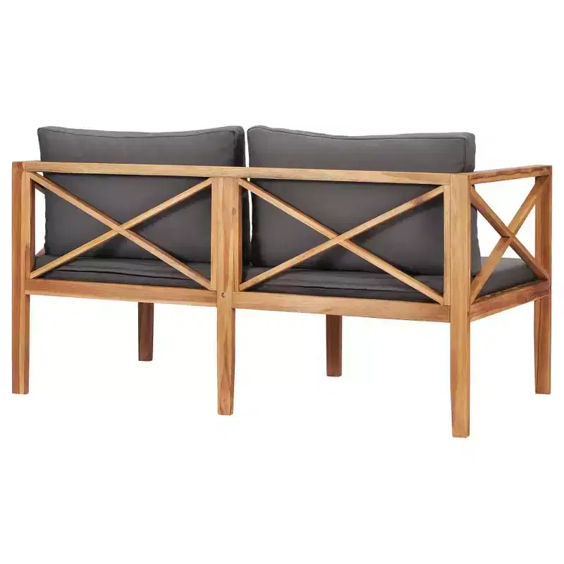 vidaXL 2-Seater Patio Bench Loveseat Chair Sofa with Cushions Solid Wood Teak