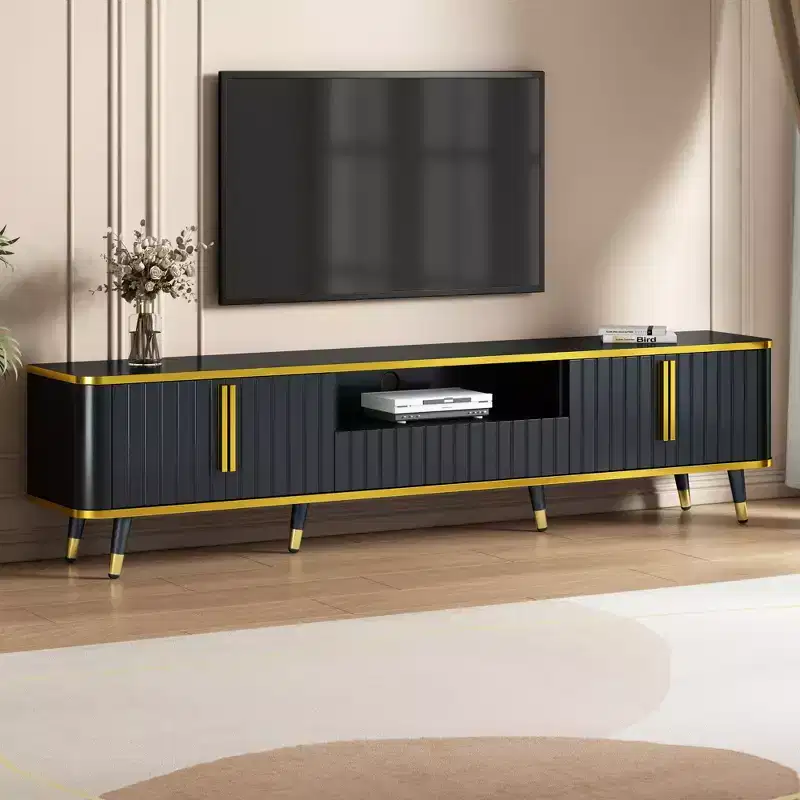 78.8 Minimalism TV Stand with Open Storage Shelf for TVs Up to 85'', Practical Media Console with a Drawer and 2 Cabinets, 4L-ModernLuxe