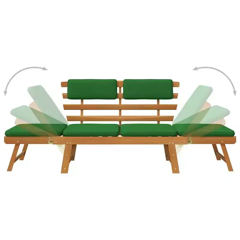 vidaXL Garden Bench Green, Brown Solid Acacia wood, Polyester Medium