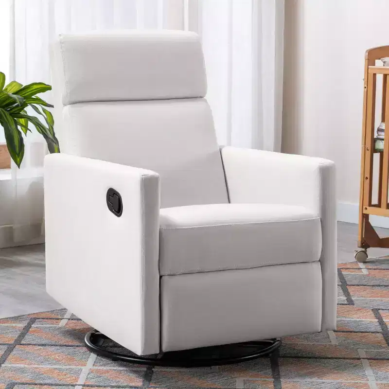 Modern Upholstered Glider Swivel Recliner Chair for Bedroom and Nursery