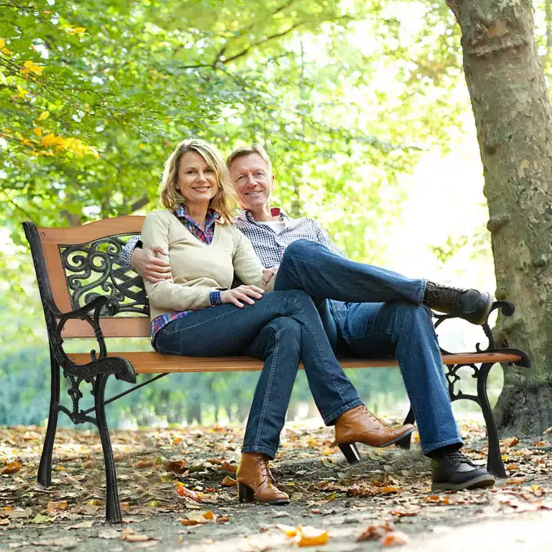 Karl Home | 49-In. Two-Person Metal and Wood Garden Bench