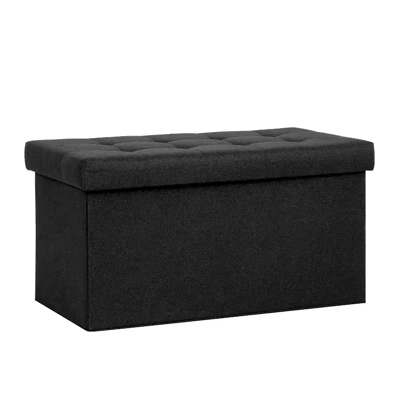 30 Inch Folding Storage Ottoman Bench, 660LBS Weight Capacity, Upholstered Footrest Stool for Living Room, Bedroom, Entryway
