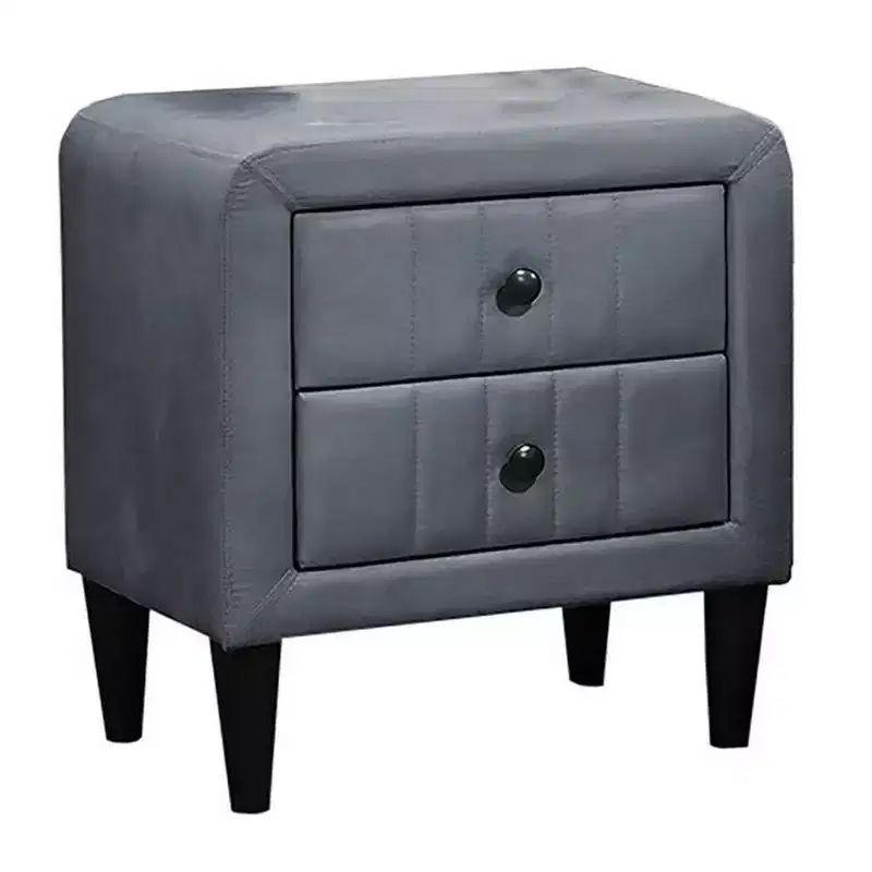Royal Hampton Nightstand, 2 Drawers, 22 Inch Upholstered in Dark Gray Velvet