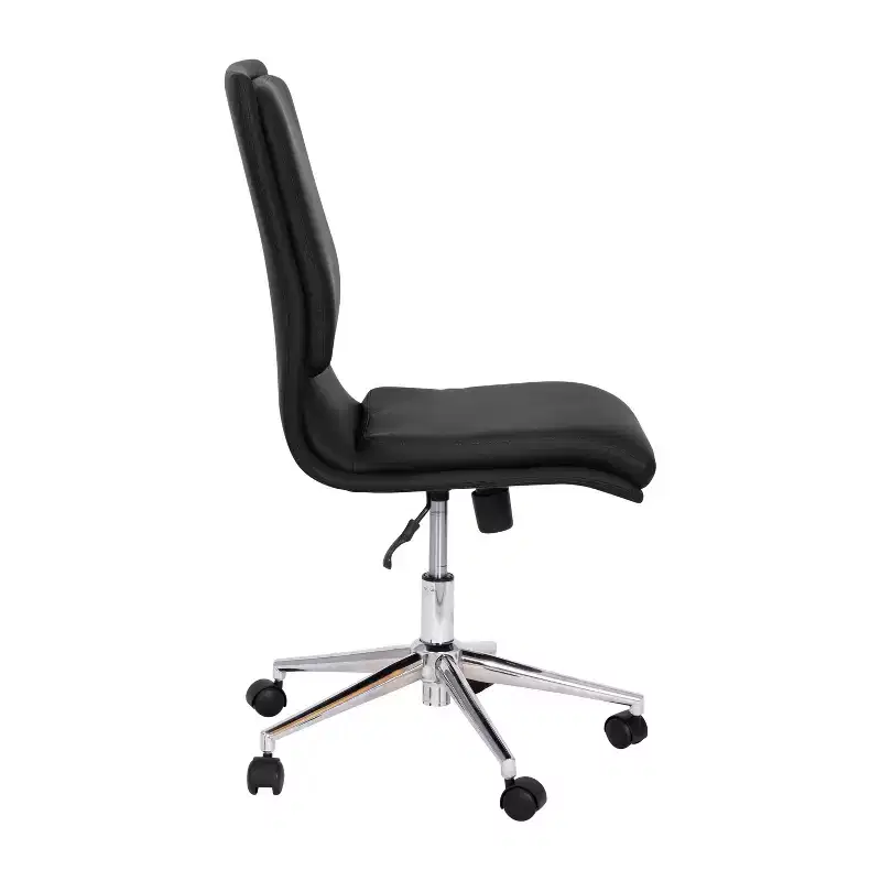 Mid-Back Armless Swivel Task Office Chair Bonded Leather Adjustable Metal Base