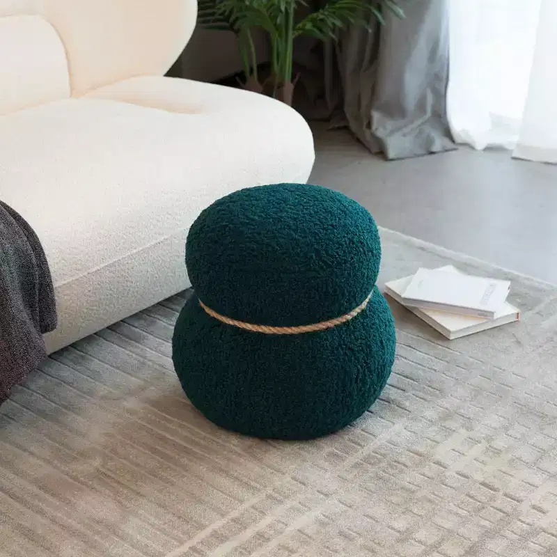 Okak Cute Ottoman Bench Snowman Stool with Plush Cushion Footrest Stool for Couch, Living Room, Entryway, Bedroom, End of Bed
