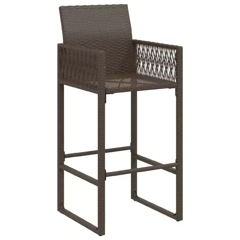 vidaXL Garden Bar Stool PE rattan, powder-coated steel, 100% polyester