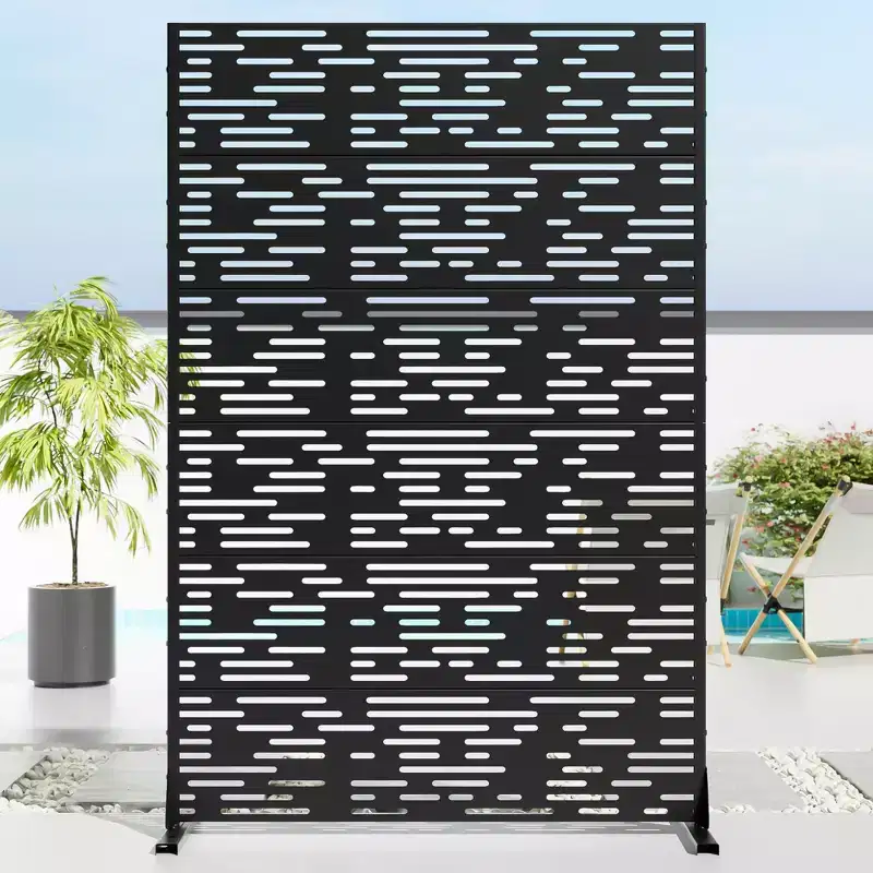 72 H47W Black Metal Planter Box with Trellis Privacy Screen for Caf Patio,Garden & Balconies
