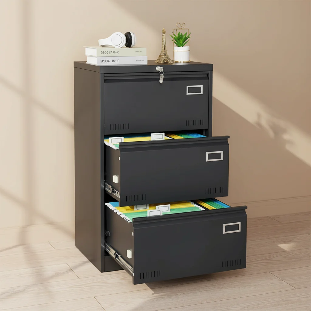 Metal Lateral 3 Drawer File Cabinet with Lock