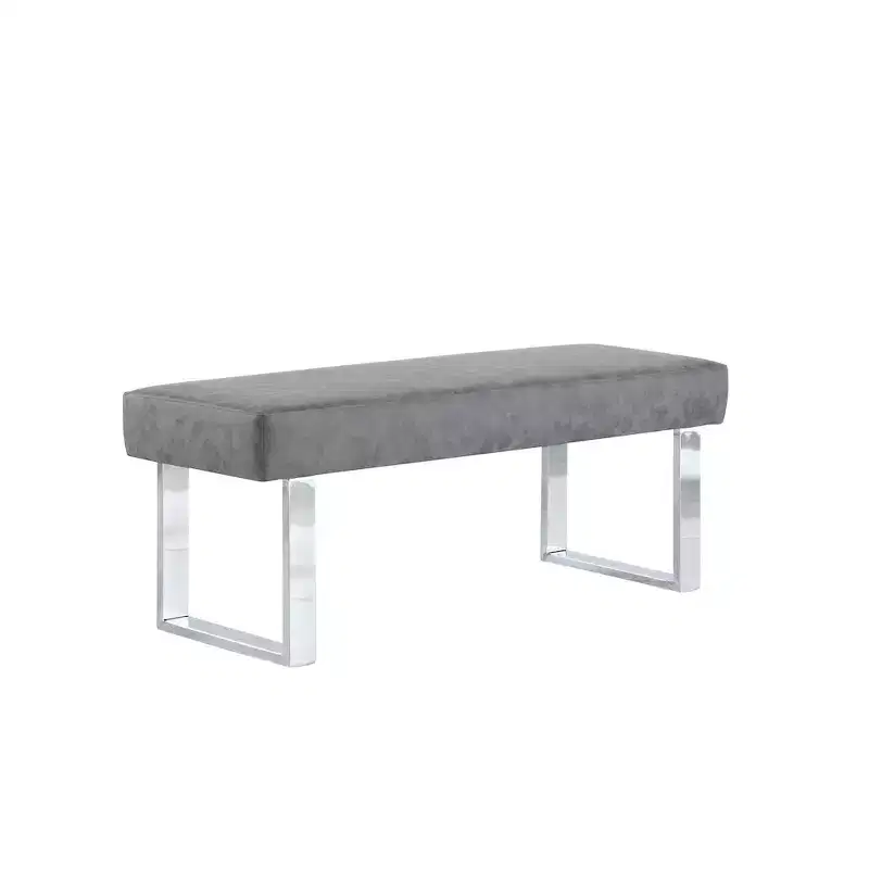 Chintaly Imports,Modern Gray Upholstered Bench, Gray