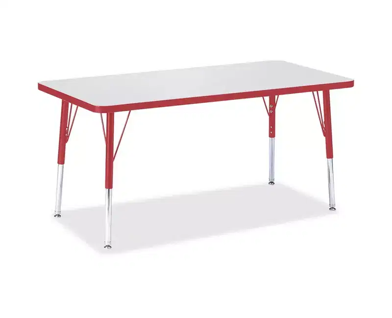 Jonti-Craft Berries Elementary Height Color Edge Rectangle Table (24 x 48) in Red