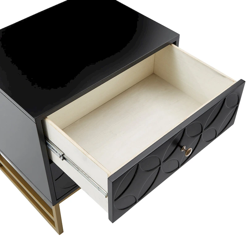 Luna Arched Diamond 2- Drawer Gold Metal End Table by iNSPIRE Q Bold