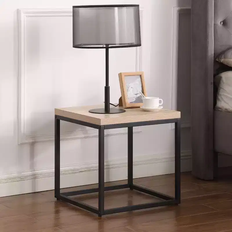 Crafted for both style and function, this End Table Side Table,Square Wood and Metal Nightstand,Storage Small End Table, for Living Room.