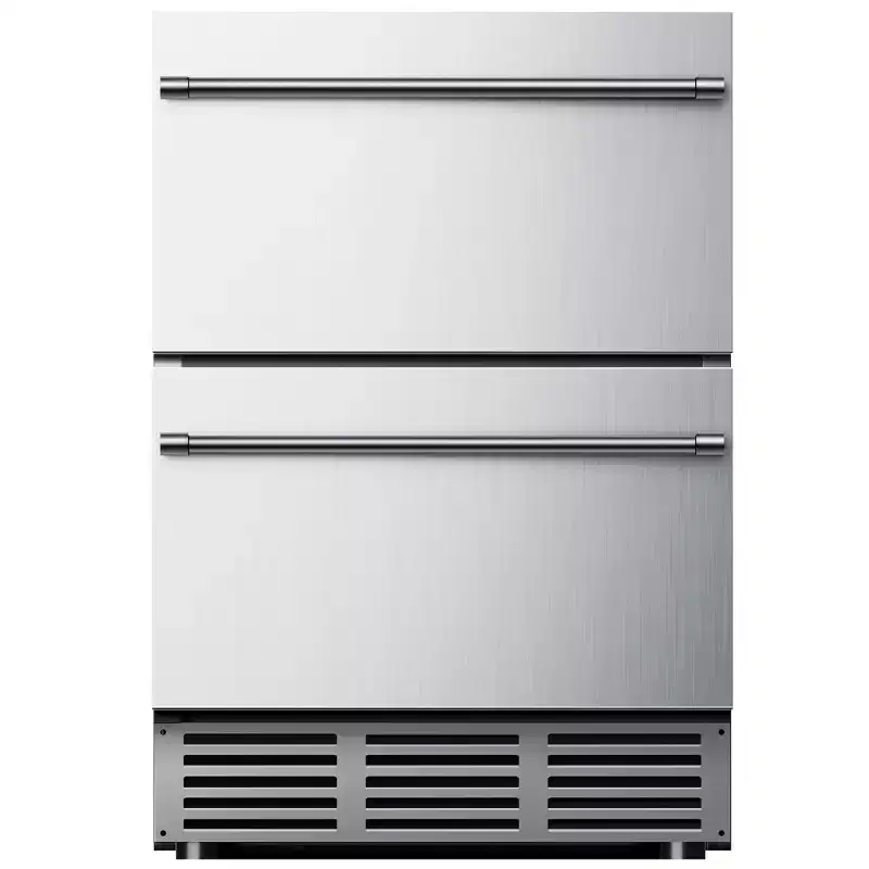 Simzlife 24 In Undercounter Beverage Refrigerator, Outdoor Double Drawer Fridge, Built-in Fridge for Home & Commercial Use, Stainless Steel Silver