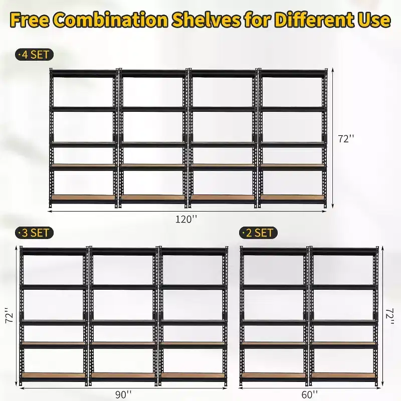Metal Storage Shelves Unit, 2000 LBS Heavy Duty Adjustable Garage Rack for Utility Room