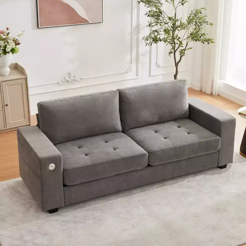 COZONY 90 Oversized Cloud Couch, Mid-Century Chenille, Deep Seat, No-Assembly Sofa w/ USB Ports, Side Pockets