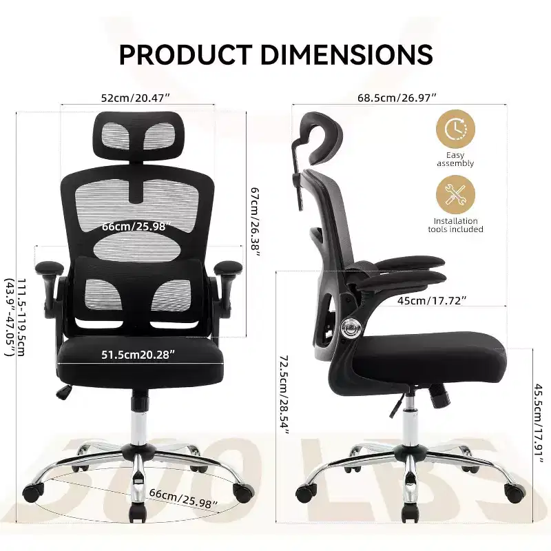 COZONY Ergonomic Desk Chair - Mesh Office Desk Chair w/ Wheels, High-Back Computer Gaming Chair with Adjustable Headrest, Rolling Swivel Task Chair
