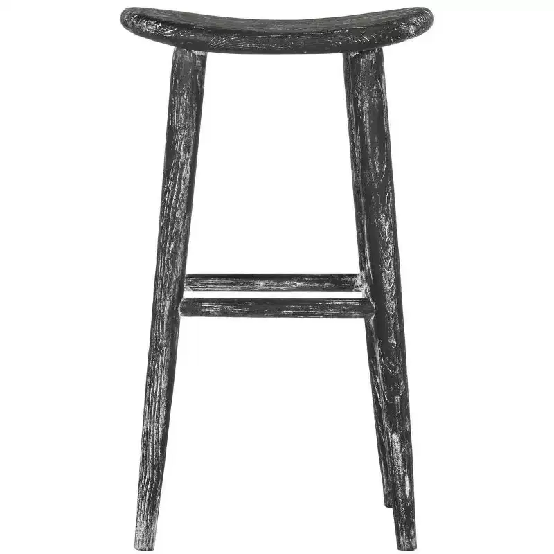 Colton Wood Bar Stool - Black/White Wash/Sungkai Wood