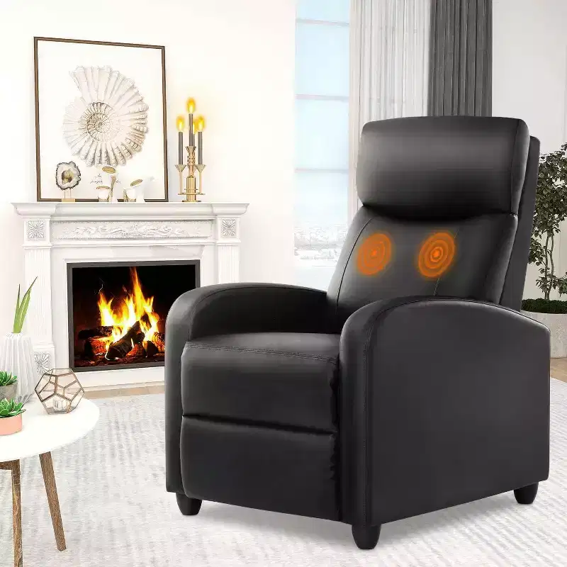 Bestier Massage Recliner Chair for Adults, Adjustable Home Theater Seating with Lumbar Support for Living Room, Modern Leather Fabric Reclining Sofa